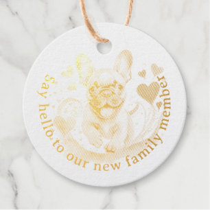 Tag or Invitation with French Bulldog Puppy