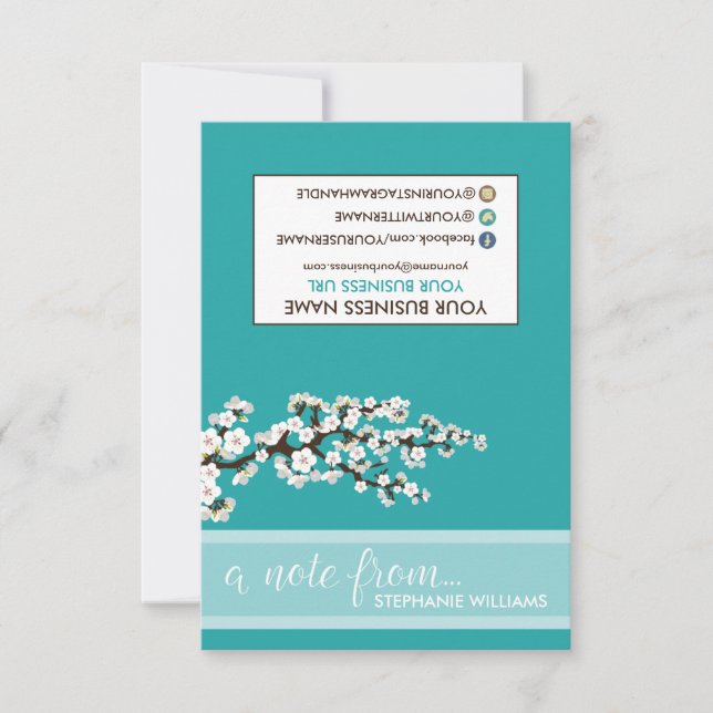 TAG Stylist Cherry Blossoms Notecards (teal) (Front)
