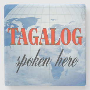 Tagalog spoken here cloudy earth stone coaster