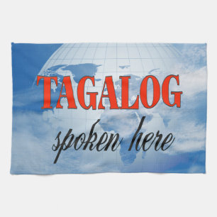 Tagalog spoken here cloudy earth tea towel