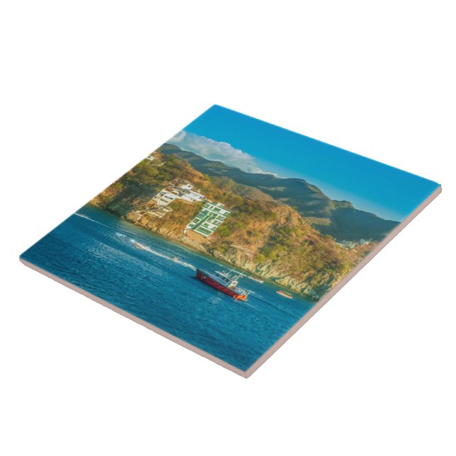 Taganga Bay Landscape, Colombia Tile (Side)