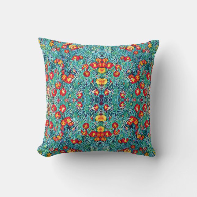 Tagetes / Marigold Flowers Painting Throw Pillow (Front)