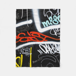 tagged fleece blanket