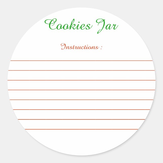 Tags for instructions on "Cookies Jar" (Front)