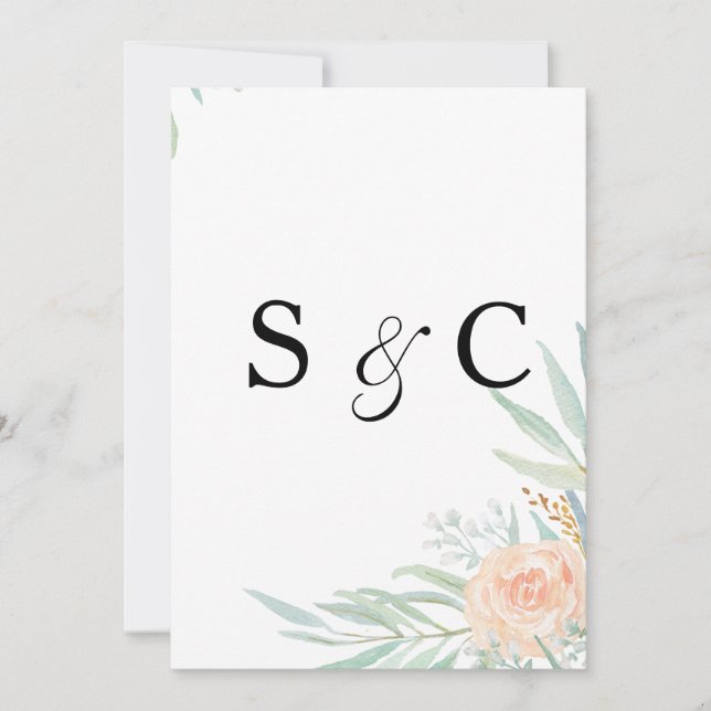 Tags.  Peach cream. Wedding stationary Card (Front)