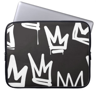 tags seamless pattern. Fashion black and white gra Laptop Sleeve