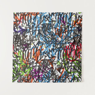 tags seamless pattern. Graffiti background.art,pat Tapestry