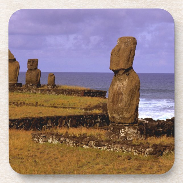 Tahai Platform Moai Statue Abstracts Easter Coaster (Front)