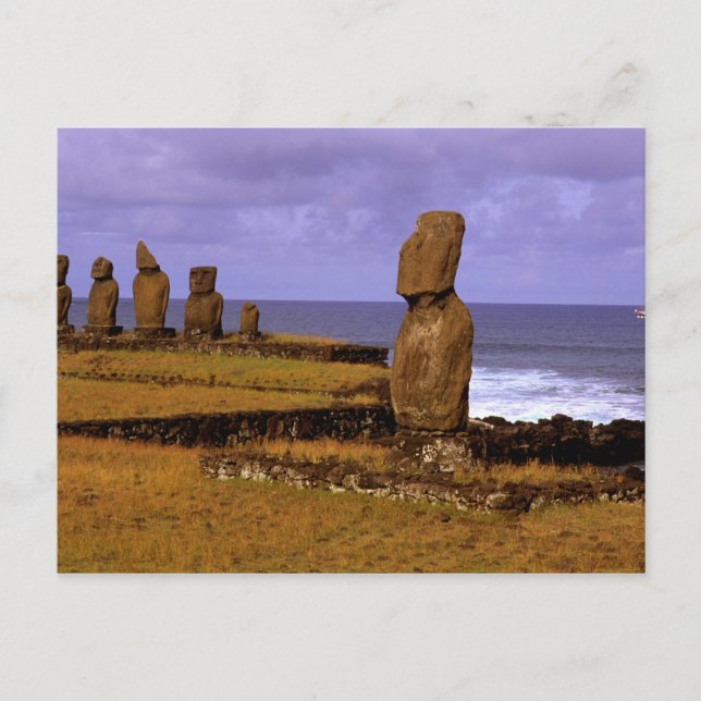 Tahai Platform Moai Statue Abstracts Easter Postcard (Front)