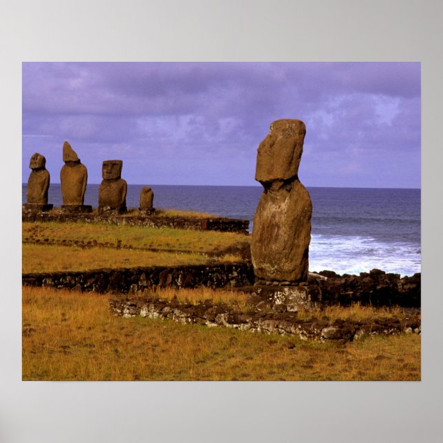 Tahai Platform Moai Statue Abstracts Easter Poster (Front)