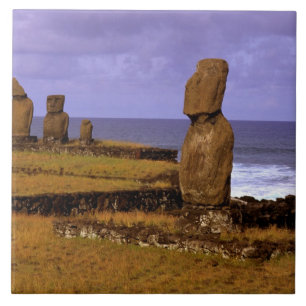Tahai Platform Moai Statue Abstracts Easter Tile