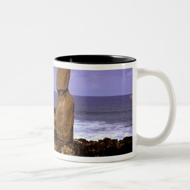 Tahai Platform Moai Statue Abstracts Easter Two-Tone Coffee Mug (Right)