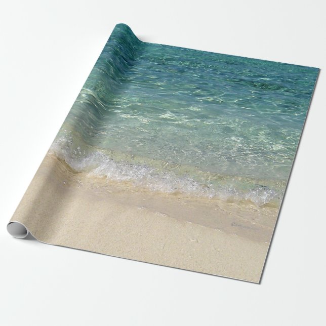 Tahiti Blue Tropical Water Wrapping Paper (Unrolled)