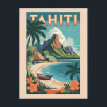 Tahiti French Polynesia Illustration Travel Art Postcard<br><div class="desc">Tahiti retro vector travel design. Tahiti is the largest island in French Polynesia,  the South Pacific archipelago.</div>