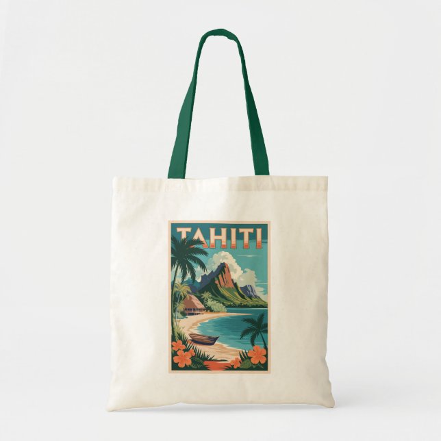 Tahiti French Polynesia Illustration Travel Art Tote Bag (Front)