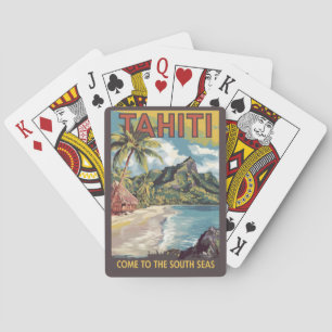 Tahiti French Polynesia Painterly Travel Art Retro Playing Cards