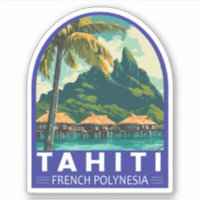 Tahiti French Polynesia Travel Art Emblem