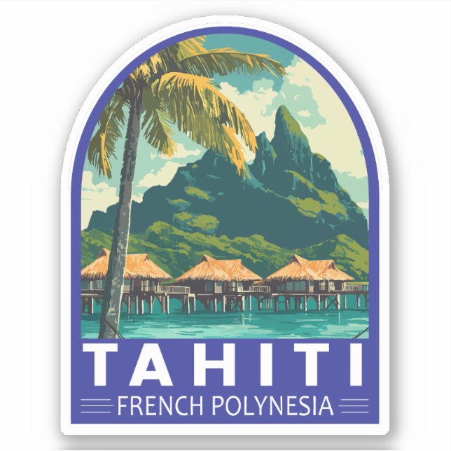 Tahiti French Polynesia Travel Art Emblem (Front)