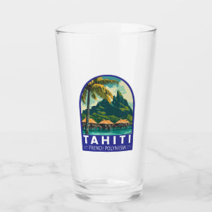Tahiti French Polynesia Travel Art Emblem Glass