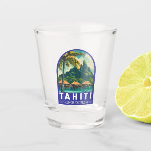 Tahiti French Polynesia Travel Art Emblem Shot Glass