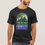 Tahiti French Polynesia Travel Art Emblem T-Shirt<br><div class="desc">Tahiti retro vector travel design. Tahiti is the largest island in French Polynesia,  the South Pacific archipelago.</div>