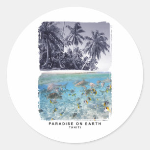 Tahiti Gorgeous Beaches And Sea  Classic Round Sticker