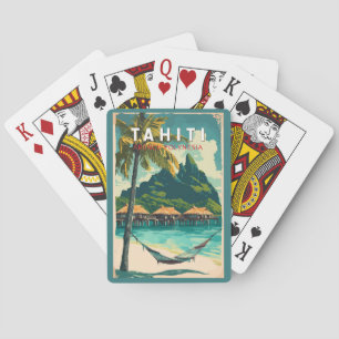 Tahiti Illustration Travel Art Vintage Playing Cards