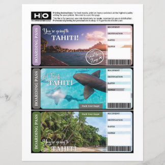 Tahiti Mock Ticket for Travel and Events