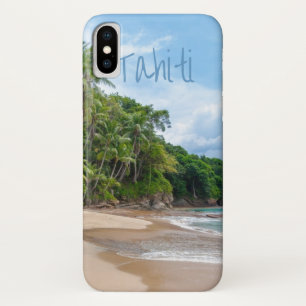 Tahiti Sand Beach Blue Sky Palm Trees iPhone X Case