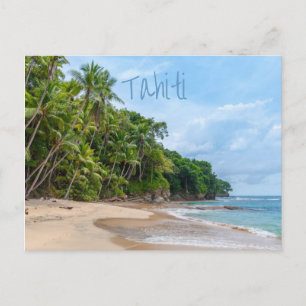 Tahiti Sand Beach Blue Sky Palm Trees Postcard