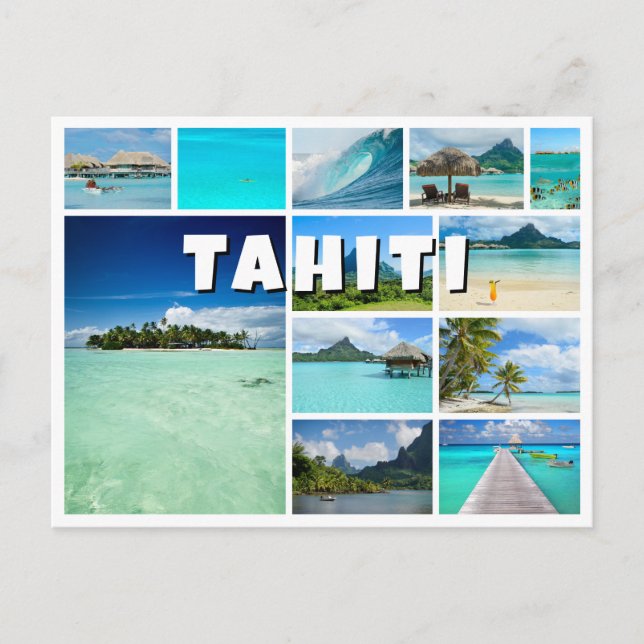 Tahiti souvenir photo collage postcard (Front)