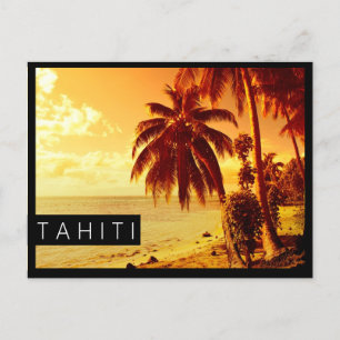Tahiti sunset black edge postcard