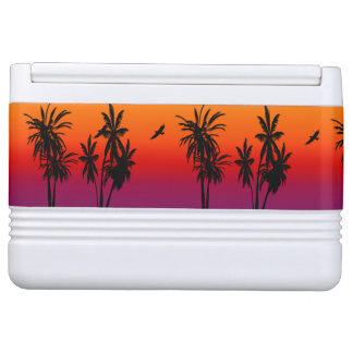 Tahiti Sunset Haze Black Palm Trees Circling Hawk Igloo Cooler