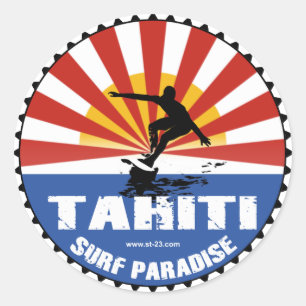 tahiti surfing paradise sticker