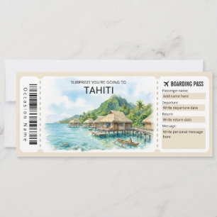Tahiti Trip Boarding Pass Ticket Invitation