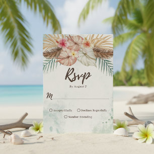 Tahiti Tropical Beach Destination Wedding RSVP Card