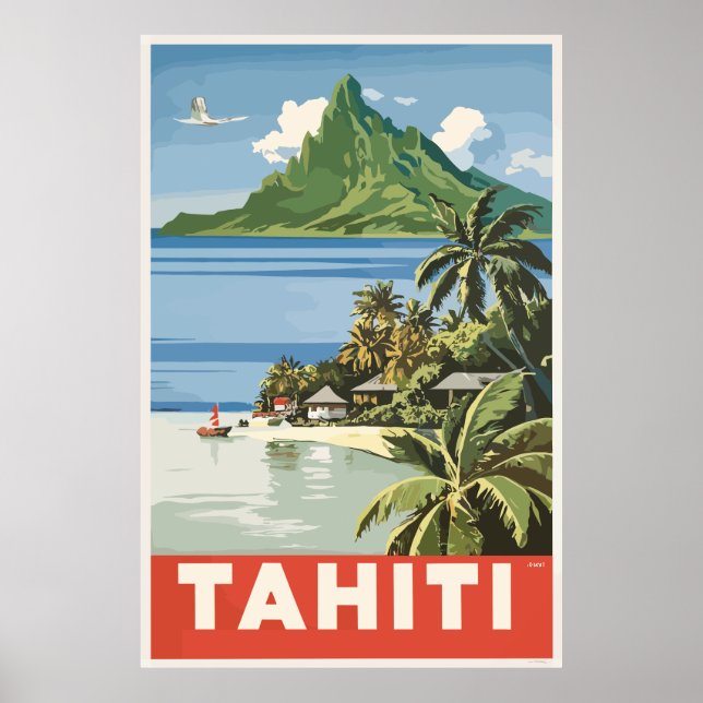 Tahiti vintage travel poster (Front)