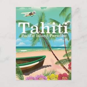 Tahiti vintage travel poster postcard