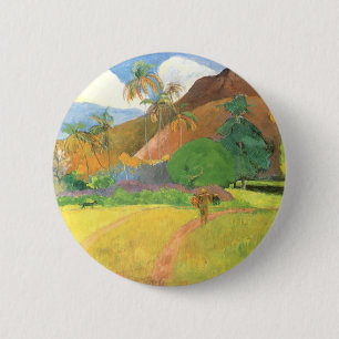 Tahitian Landscape, Mountains Tahiti, Paul Gauguin 6 Cm Round Badge