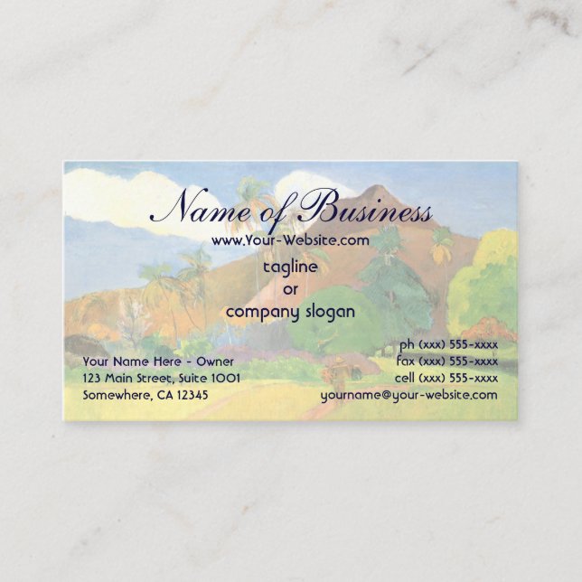 Tahitian Landscape, Mountains Tahiti, Paul Gauguin Business Card (Front)