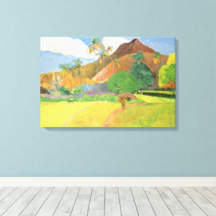 Tahitian Landscape, Mountains Tahiti, Paul Gauguin Canvas Print