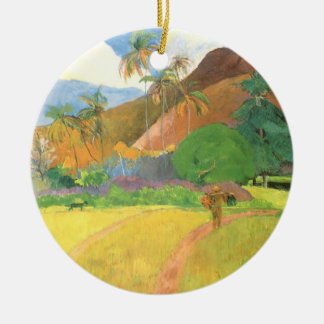 Tahitian Landscape, Mountains Tahiti, Paul Gauguin Ceramic Tree Decoration