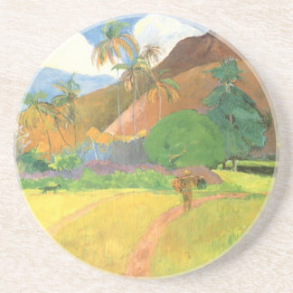 Tahitian Landscape, Mountains Tahiti, Paul Gauguin Coaster