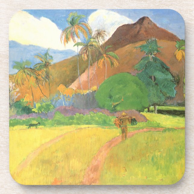 Tahitian Landscape, Mountains Tahiti, Paul Gauguin Coaster (Front)
