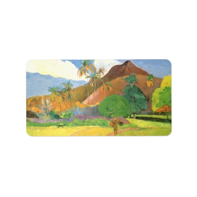 Tahitian Landscape, Mountains Tahiti, Paul Gauguin Label (Front)