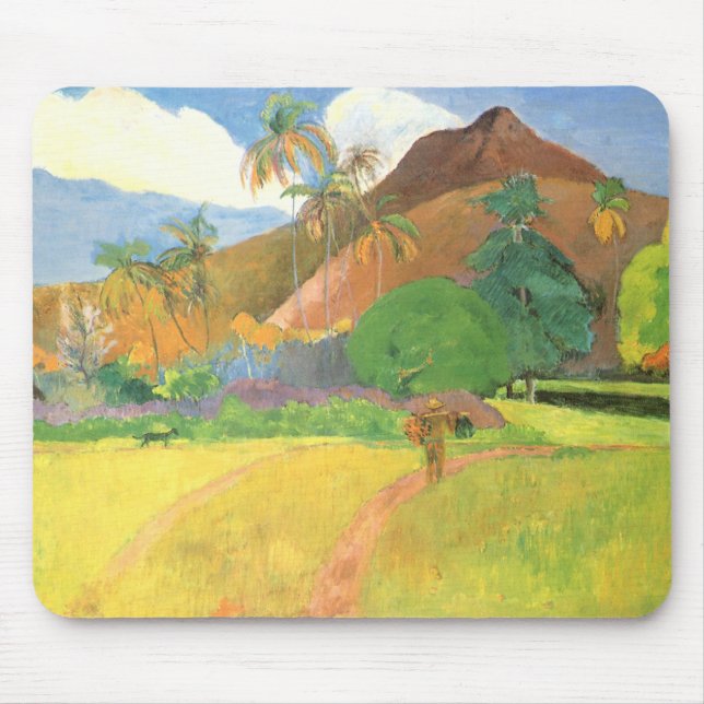 Tahitian Landscape, Mountains Tahiti, Paul Gauguin Mouse Mat (Front)