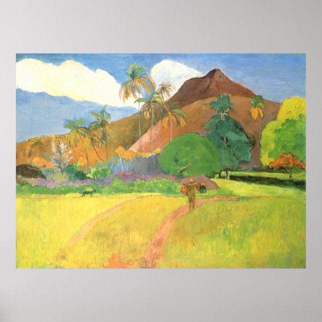 Tahitian Landscape, Mountains Tahiti, Paul Gauguin Poster (Front)