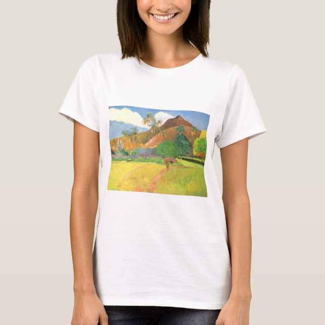 Tahitian Landscape, Mountains Tahiti, Paul Gauguin T-Shirt (Front)