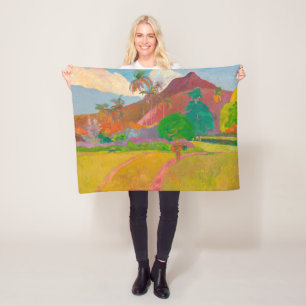 Tahitian Landscape Paul Gauguin Post-Impressionist Fleece Blanket