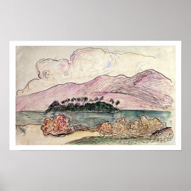 Tahitian Landscape (w/c on paper) Poster (Front)
